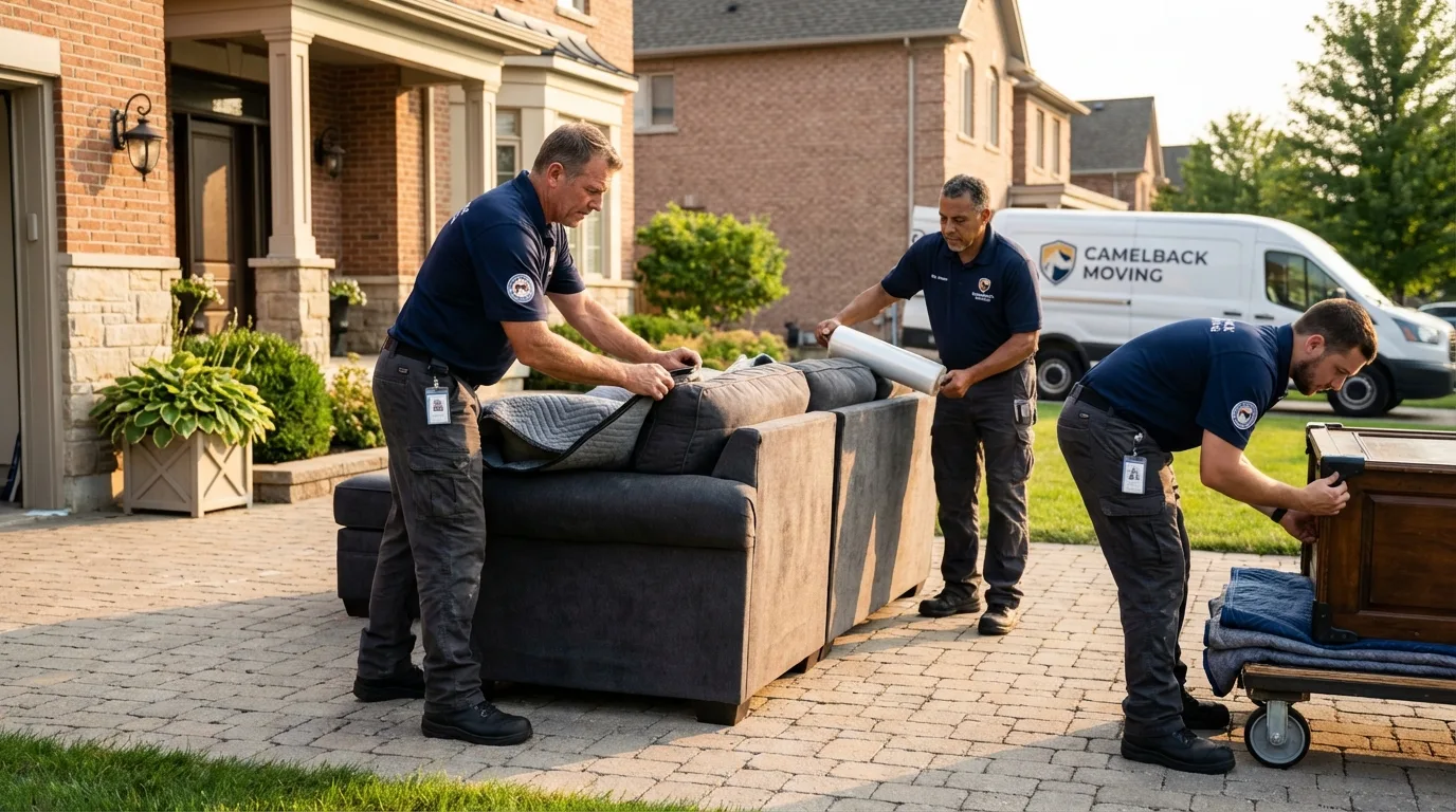 Large estate moving crew wrapping furniture in Georgetown, TX